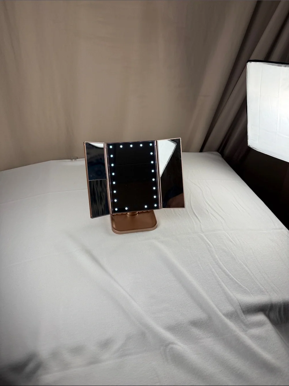 Adjustable Trifold Vanity Organizer Mirror - Rose Gold